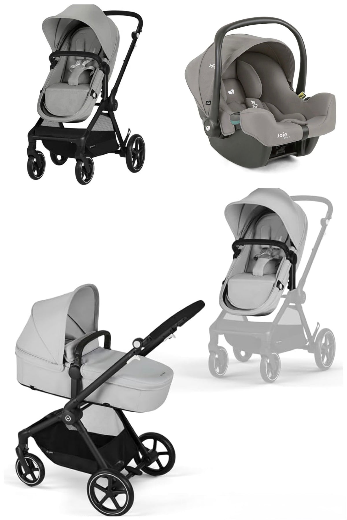 Cybex Eos 2 in 1 Lava Grey Inc Joie iSnug Pebble Car Seat Adapters