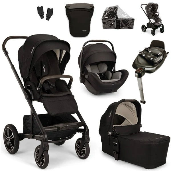 Nuna MIXX Next Pushchair, MIXX Next Carrycot, ARRA Flex Car Seat and BASE NEXT Bundle, Caviar Open Box