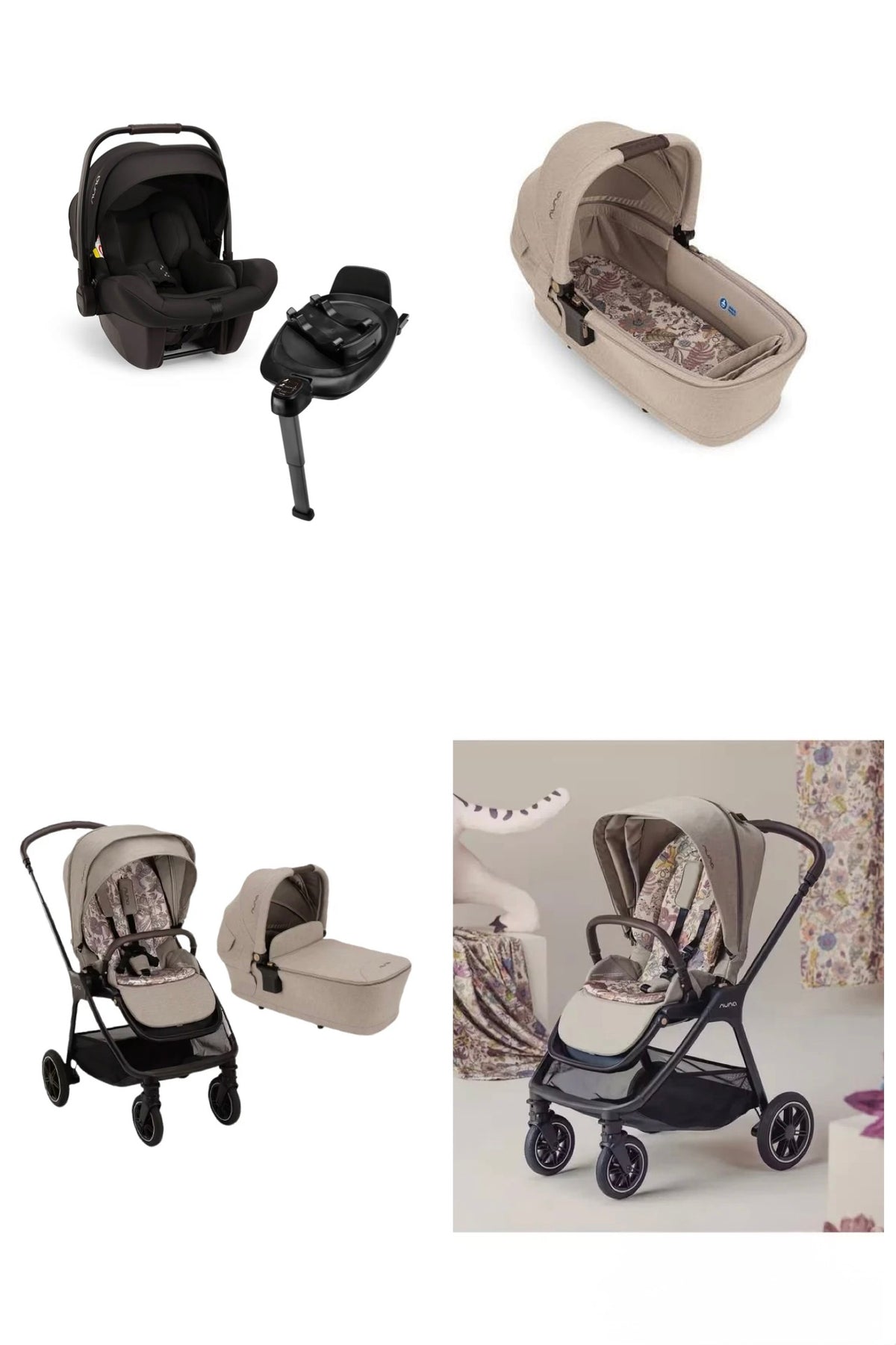 Nuna X Liberty Triv Next Pushchair + Lytl Carrycot, Pipa Lite and Rotating Isofix