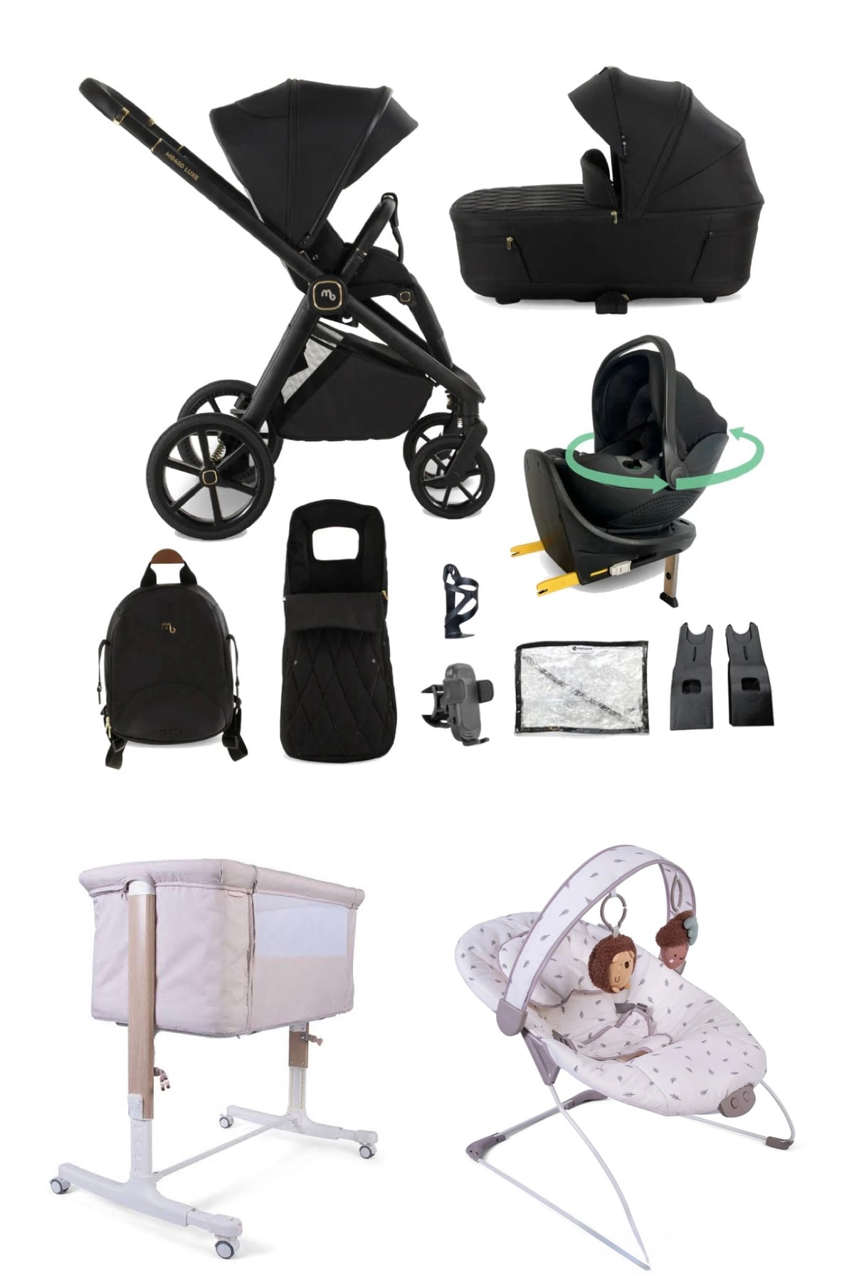 The Baby Luxe Bundle My Babiie MB450 Luxe Travel System - Black Pre Order