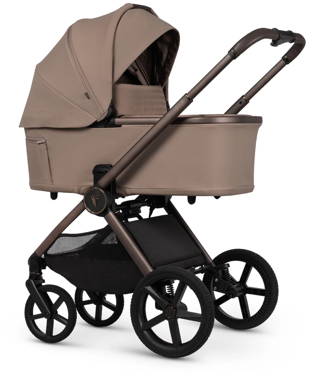 Venicci Upline3 Travel System Inc Tiago Car Seat & 360 Base 16 Piece Ultimate Bundle - Sand Black Car Seat