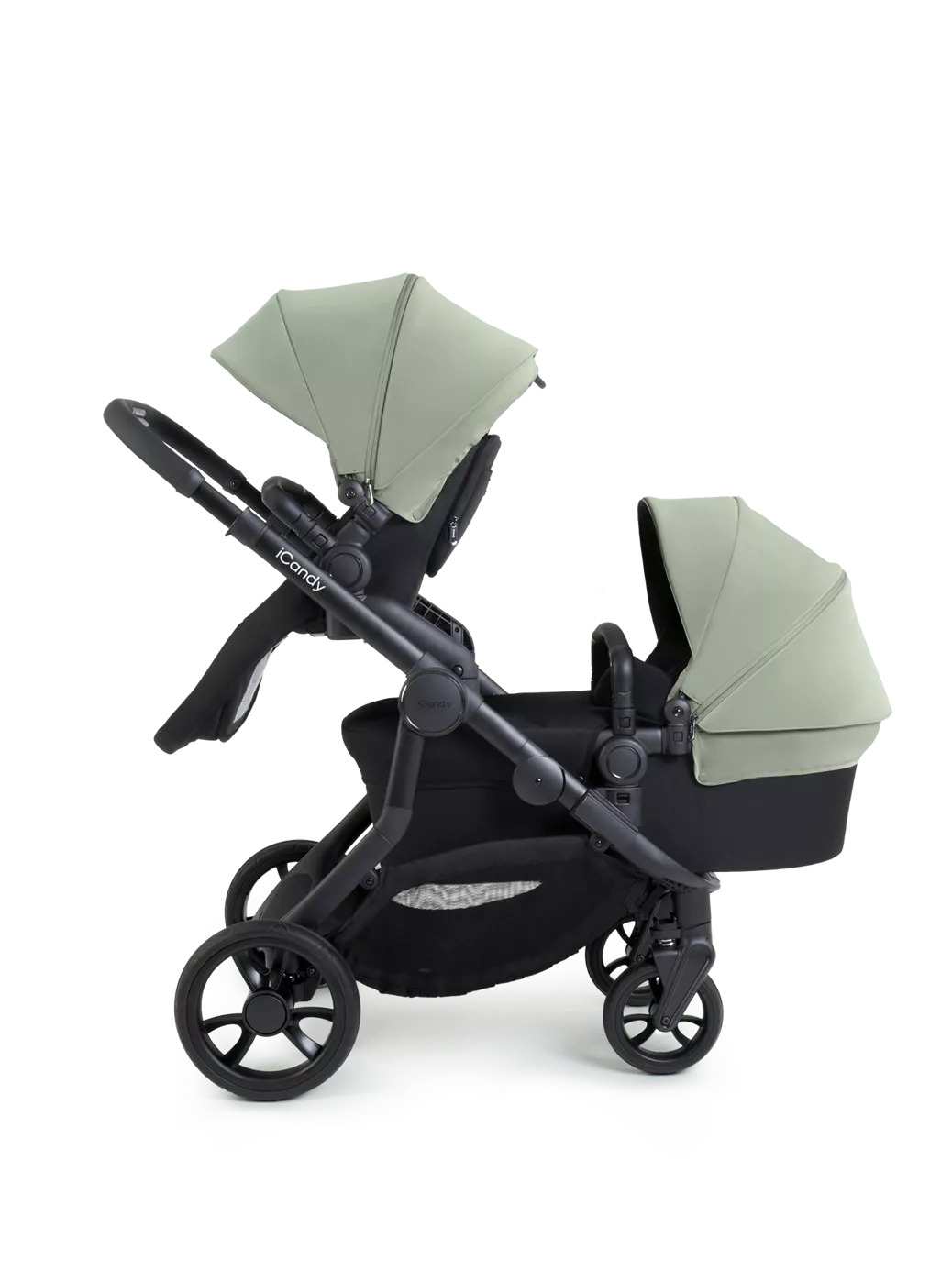 iCandy Orange 4 Pushchair, Carrycot and Accessories Complete Bundle Jet /Pistachio