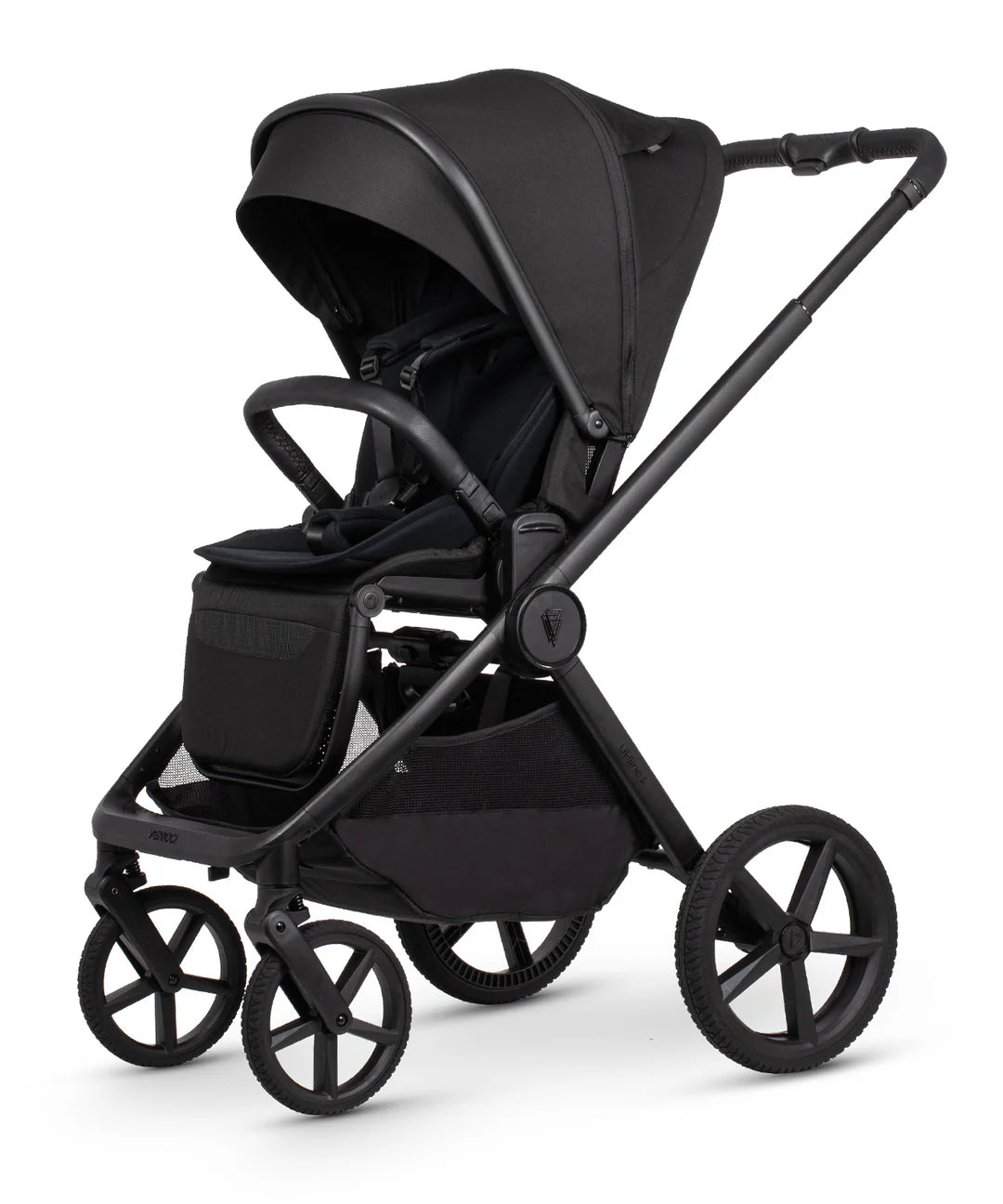 Venicci Upline3 Travel System Inc Tiago Car Seat & 360 Base 16 Piece Ultimate Bundle - Onyx Black Car Seat