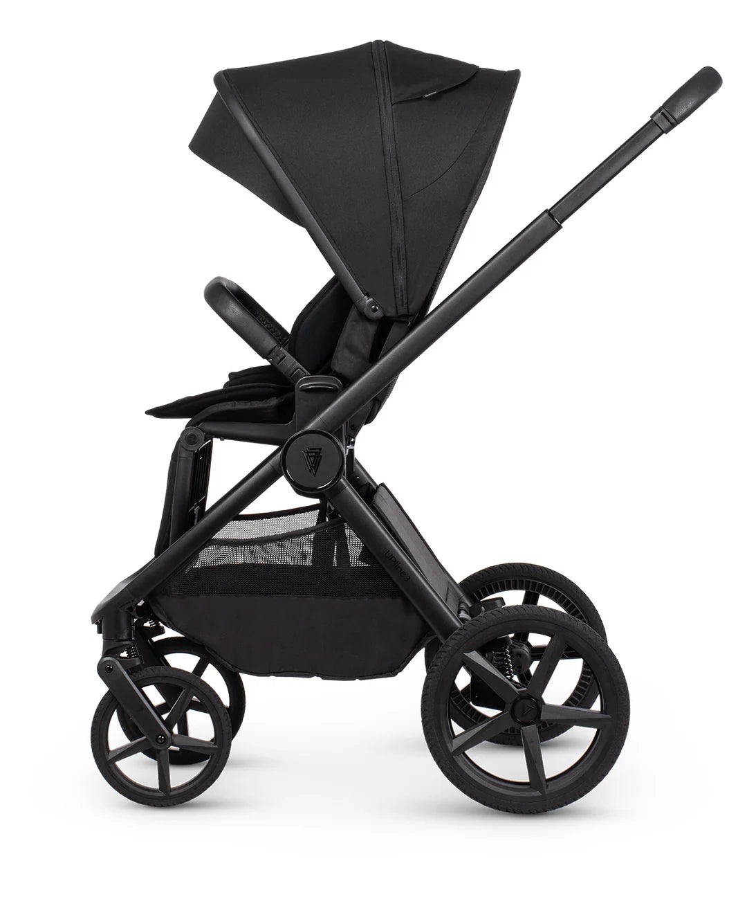 Venicci Upline3 Travel System Inc Tiago Car Seat & 360 Base 16 Piece Ultimate Bundle - Onyx Black Car Seat