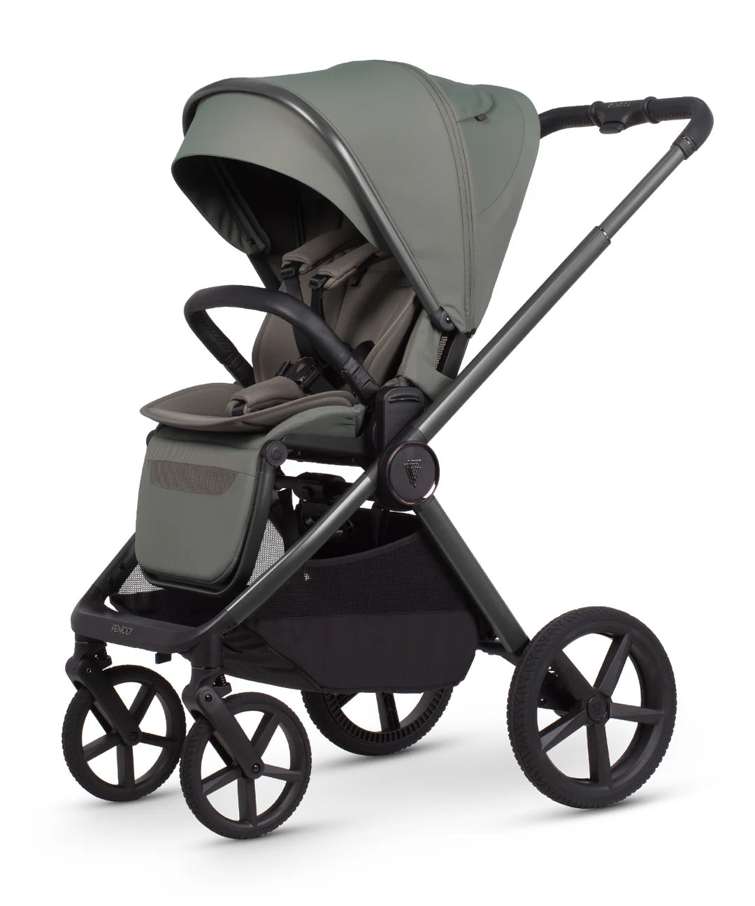 Venicci Upline3 Travel System Inc Tiago Car Seat & 360 Base 13 Piece Luxury Bundle - Aloe Beige Car Seat