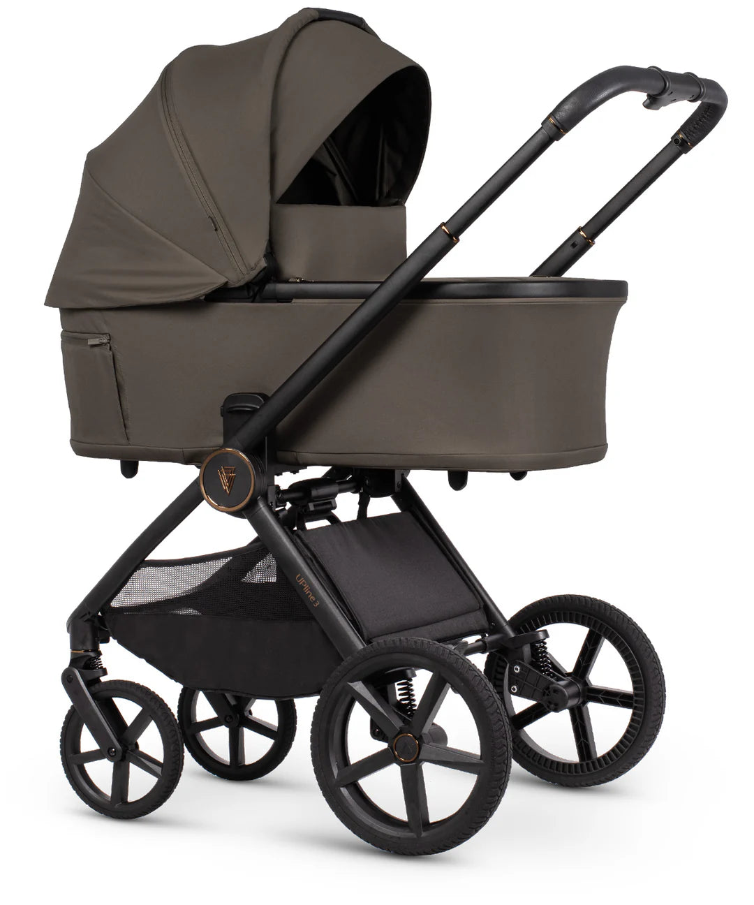Venicci Upline3 Travel System Inc Tiago Car Seat & 360 Base 13 Piece Luxury Bundle - Truffle Black Car Seat