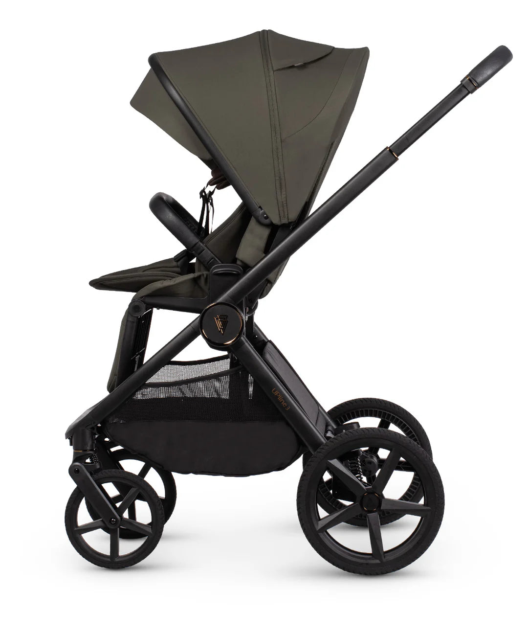 Venicci Upline3 Travel System Inc Tiago Car Seat & 360 Base 13 Piece Luxury Bundle - Truffle Black Car Seat