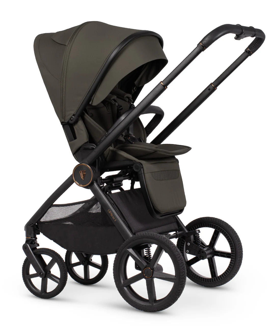 Venicci Upline3 Travel System Inc Tiago Car Seat & 360 Base 13 Piece Luxury Bundle - Truffle Black Car Seat