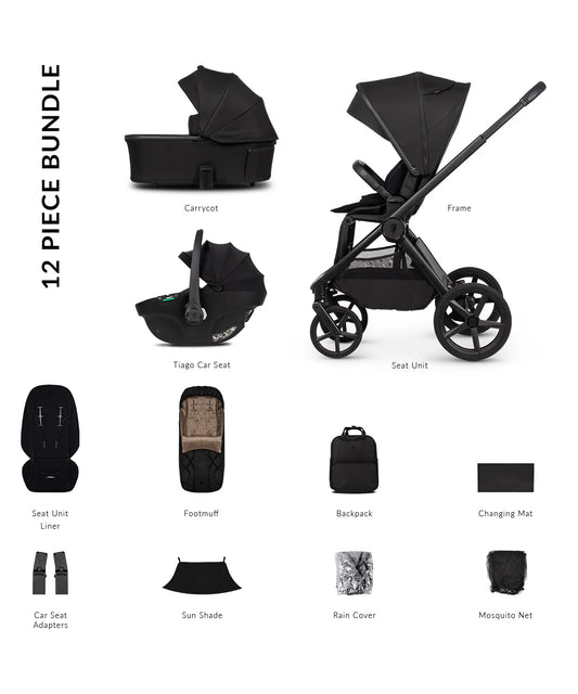 Venicci Upline3 Travel System  3 in 1 with 12 Piece Comfort Bundle Onyx Beige Car Seat