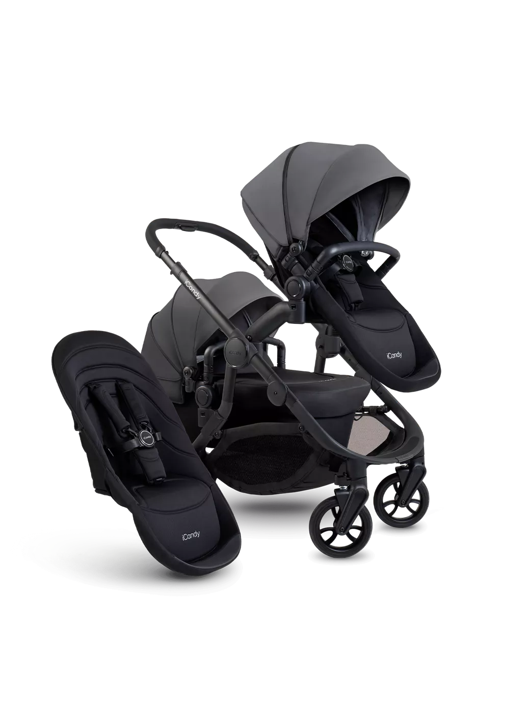 Orange 4 Double Pushchair Bundle Jet, Fossil