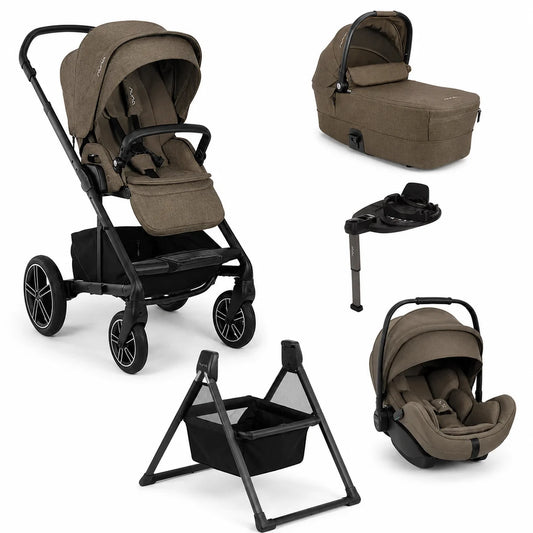 Nuna MIXX Next Pushchair, MIXX Next Carrycot, ARRA Flex Car Seat and BASE Curv Bundle, Pistachio FREE carrycot stand