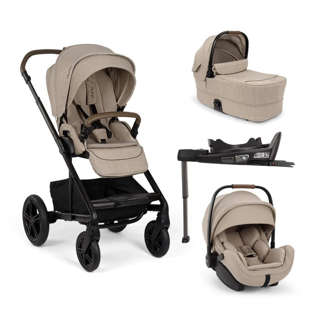 Nuna MIXX Next Pushchair, MIXX Next Carrycot, ARRA Flex Car Seat and BASE Curv Bundle, Cosmopolitan FREE Carrycot Stand