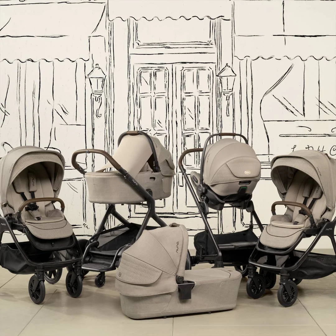 Nuna MIXX Next Pushchair, MIXX Next Carrycot, ARRA Flex Car Seat and BASE Curv Bundle, Cosmopolitan FREE Carrycot Stand