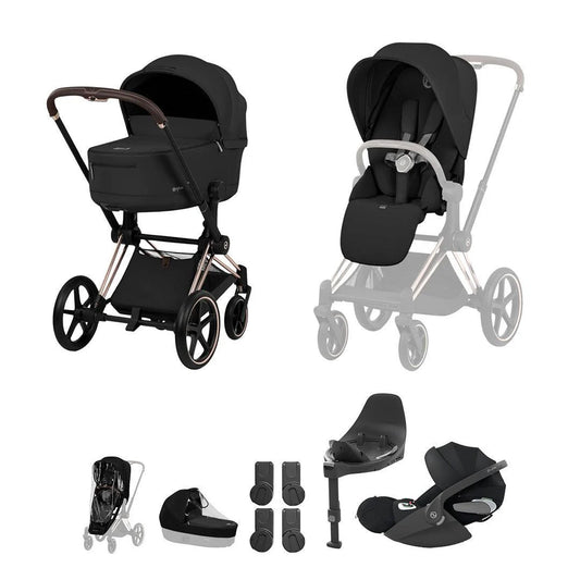 Cybex Priam Ultimate Bundle - Comfort Collection Sepia Black Rose Gold Chasis
