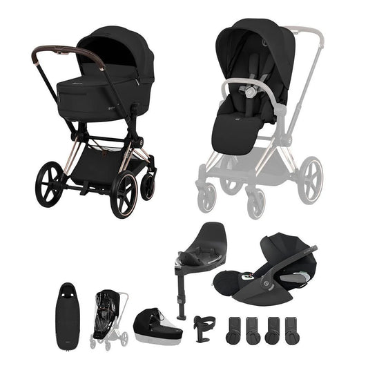 Cybex Priam Ultimate Accessory Bundle - Comfort Collection Sepia Black/Rose Gold