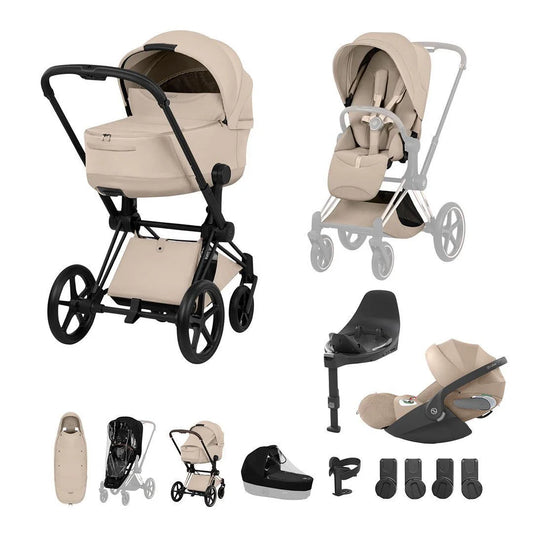 Cybex Priam Ultimate Accessory Bundle - Style Collection Cozy Beige /Black Chassis