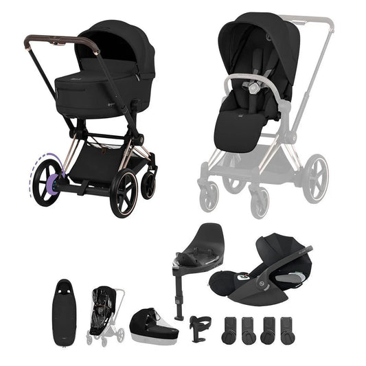 Cybex e-Priam Ultimate Accessory Bundle - Comfort Collection Sepia Black Rose Gold