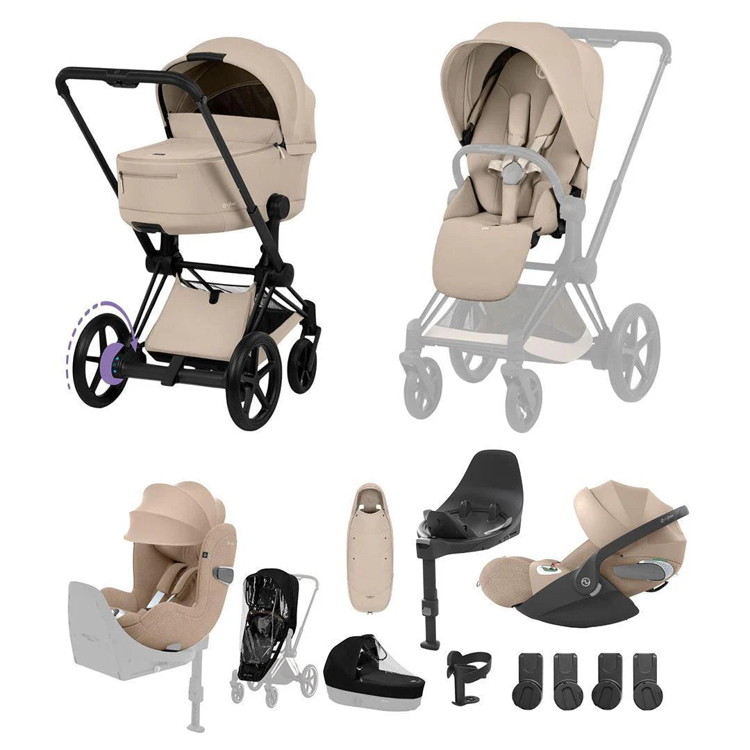 Cybex e-Priam Ultimate Birth & Beyond Bundle - Comfort Collection Cozy Beige