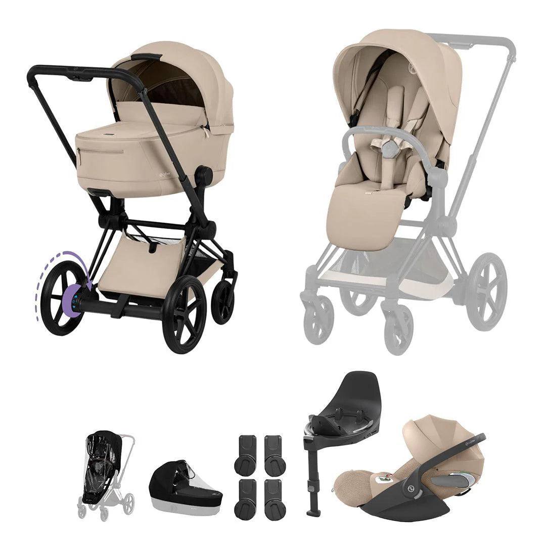 Cybex e-Priam Ultimate Bundle - Comfort Collection Sepia Black Cozy Beige