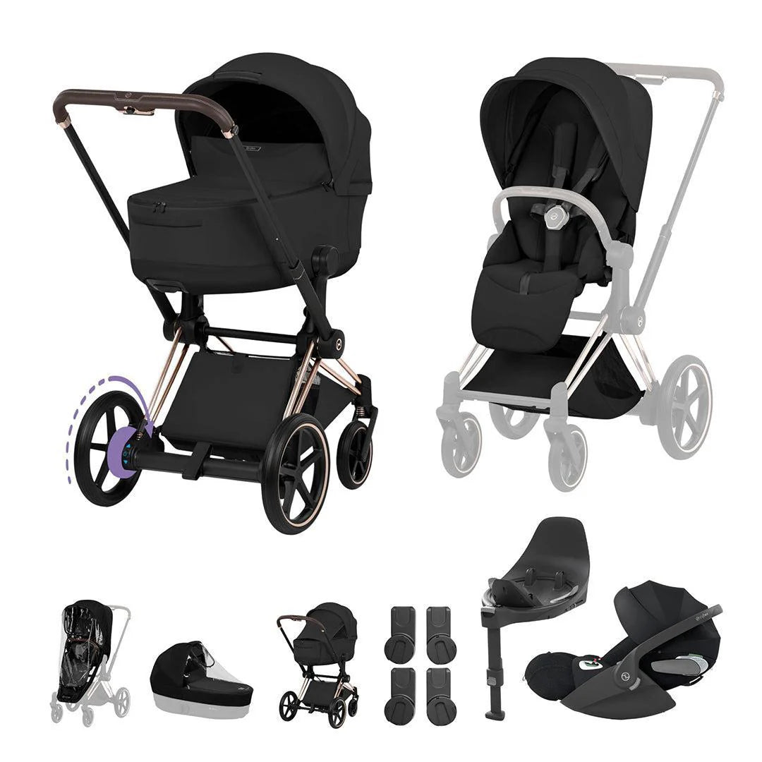 Cybex e-Priam Ultimate Bundle - Style Collection Sepia Black Rose Gold