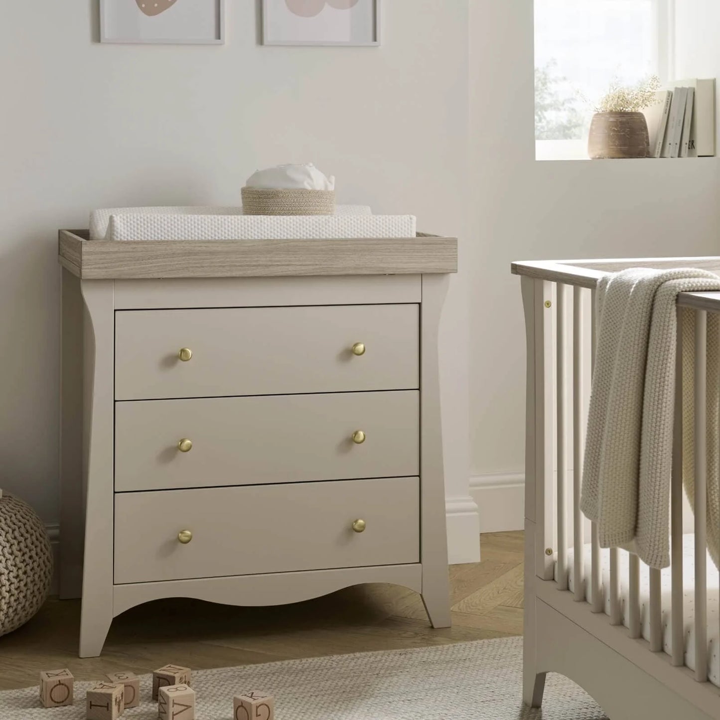 Cuddle Co Clara 3 Drawer Dresser & Changer - Cashmere and Ash
