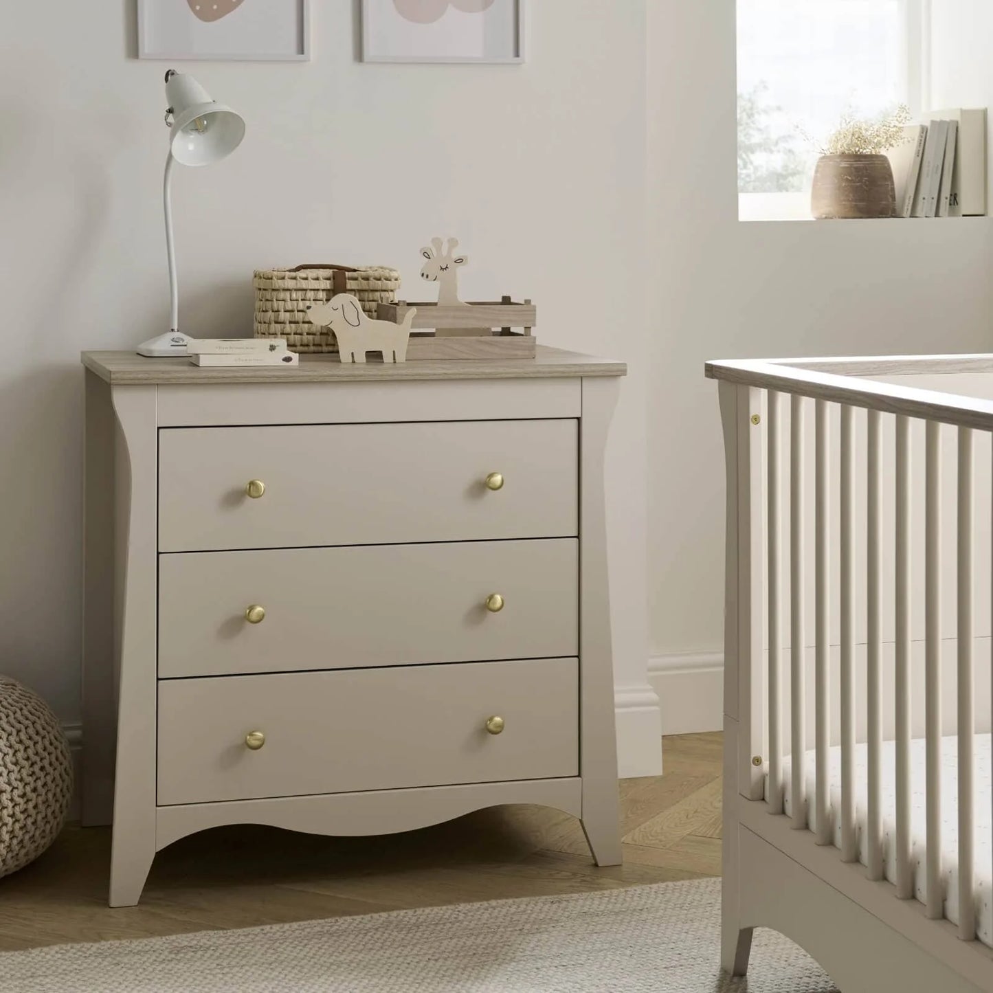 Cuddle Co Clara 3 Drawer Dresser & Changer - Cashmere and Ash