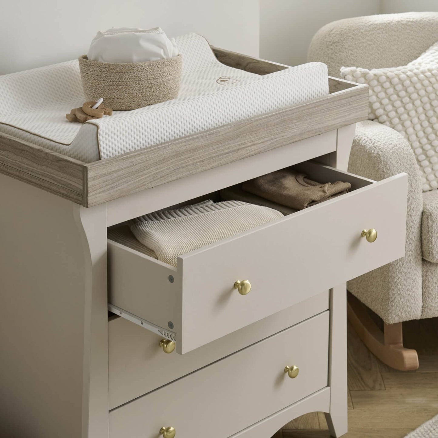 Cuddle Co Clara 3 Drawer Dresser & Changer - Cashmere and Ash