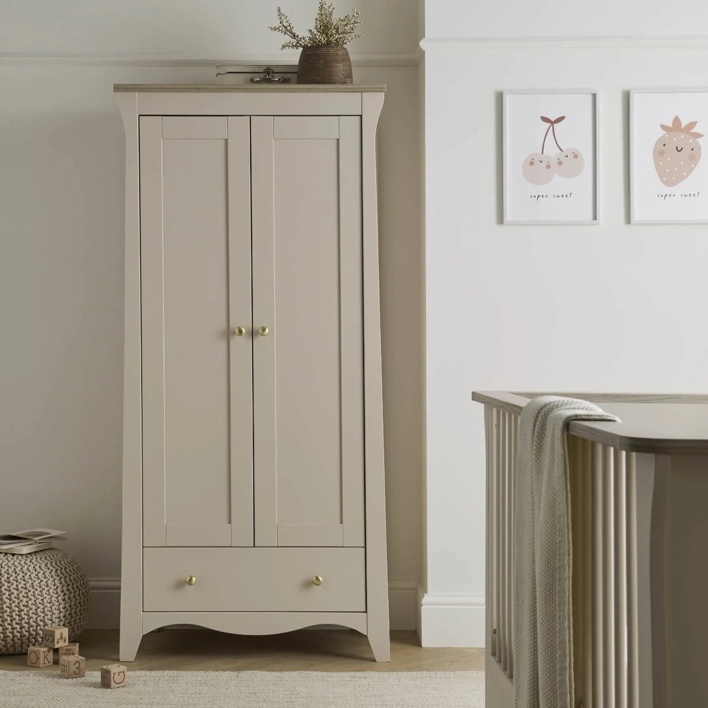 Cuddle Co Clara 2 Door Double Wardrobe Cashmere and Ash