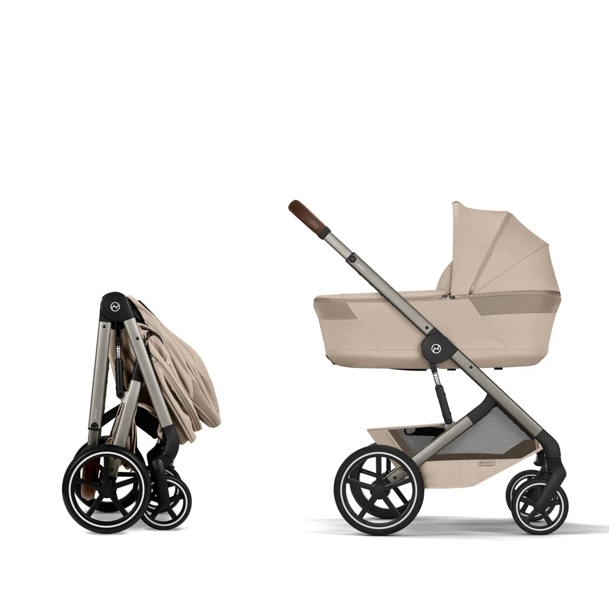 Cybex Balios S Lux + Folding Carrycot Bundle with Cloud G3 Plus Car Seat Almond Beige