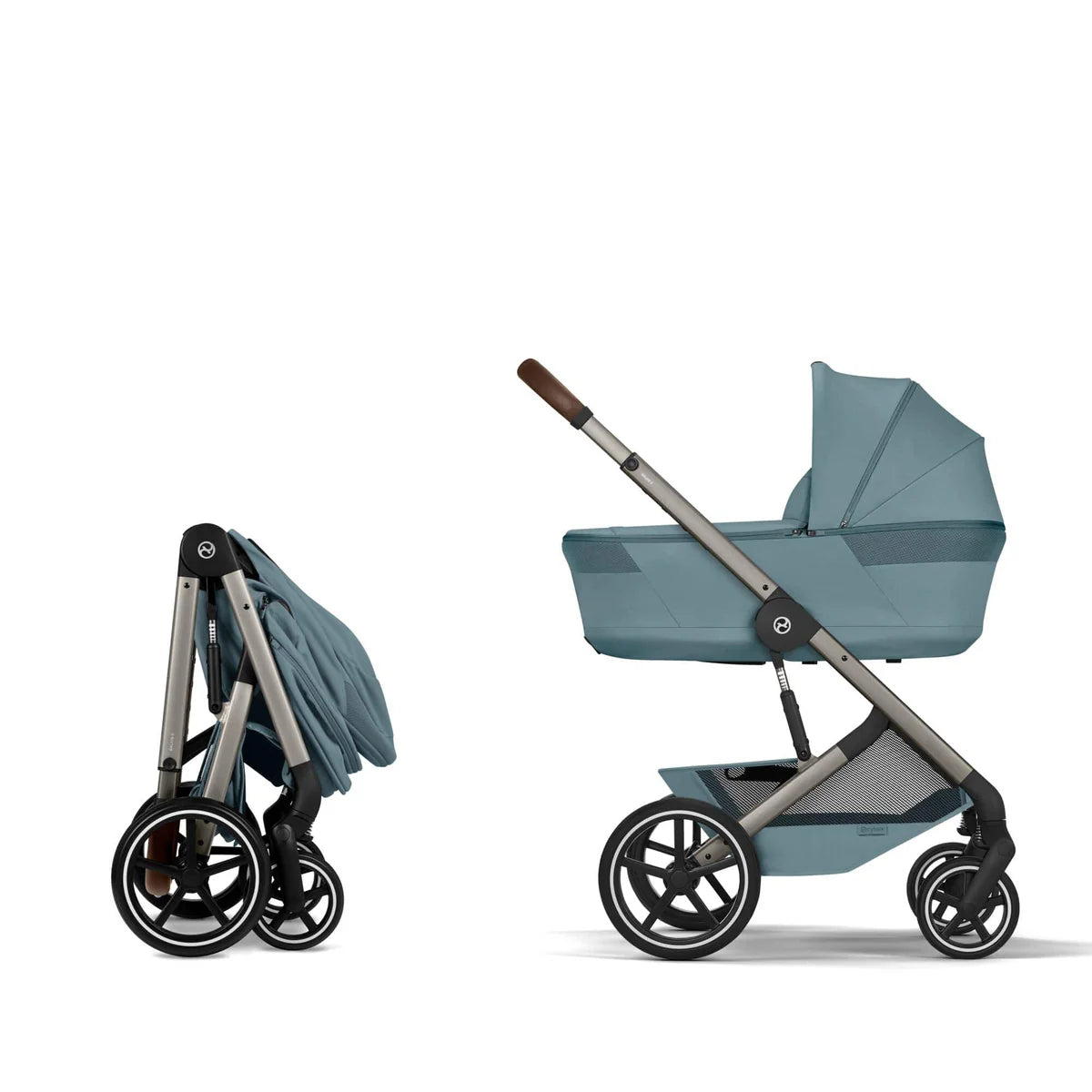 Cybex Balios S Lux + Folding Carrycot Bundle with Cloud G3 Plus Car Seat Stormy Blue