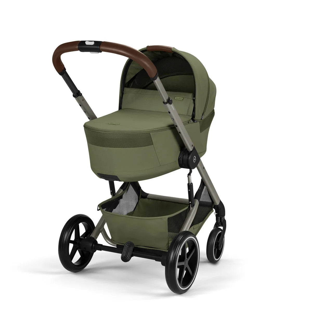Cybex Balios S Lux + Folding Carrycot Bundle with Cloud G3 Plus Car Seat Moss Green
