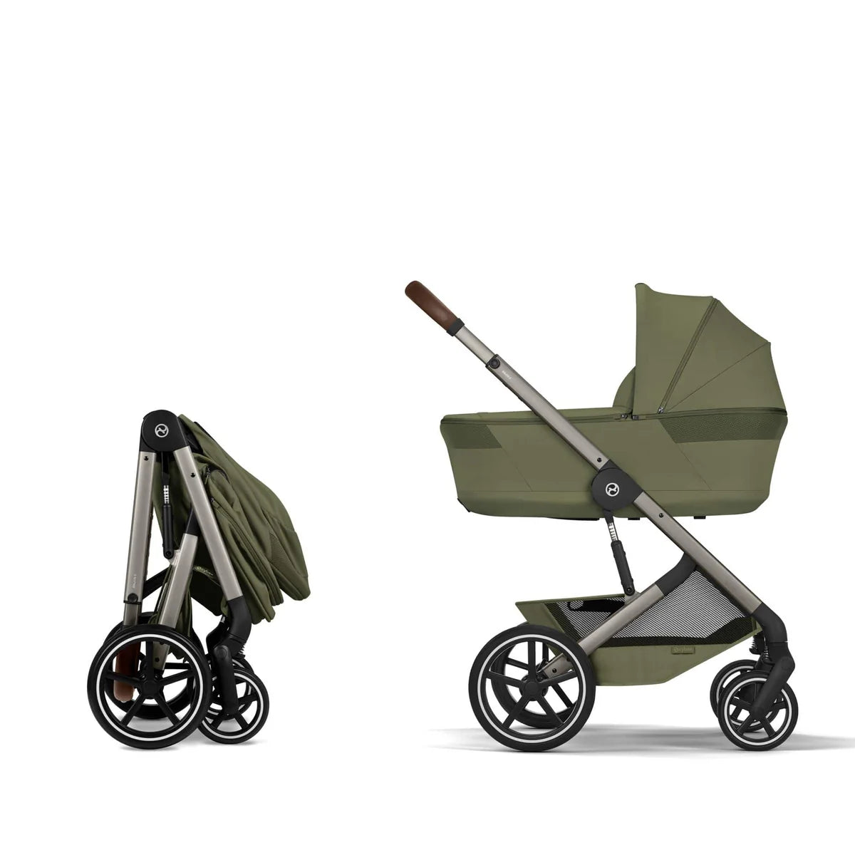 Cybex Balios S Lux + Folding Carrycot Bundle with Cloud G3 Plus Car Seat Moss Green