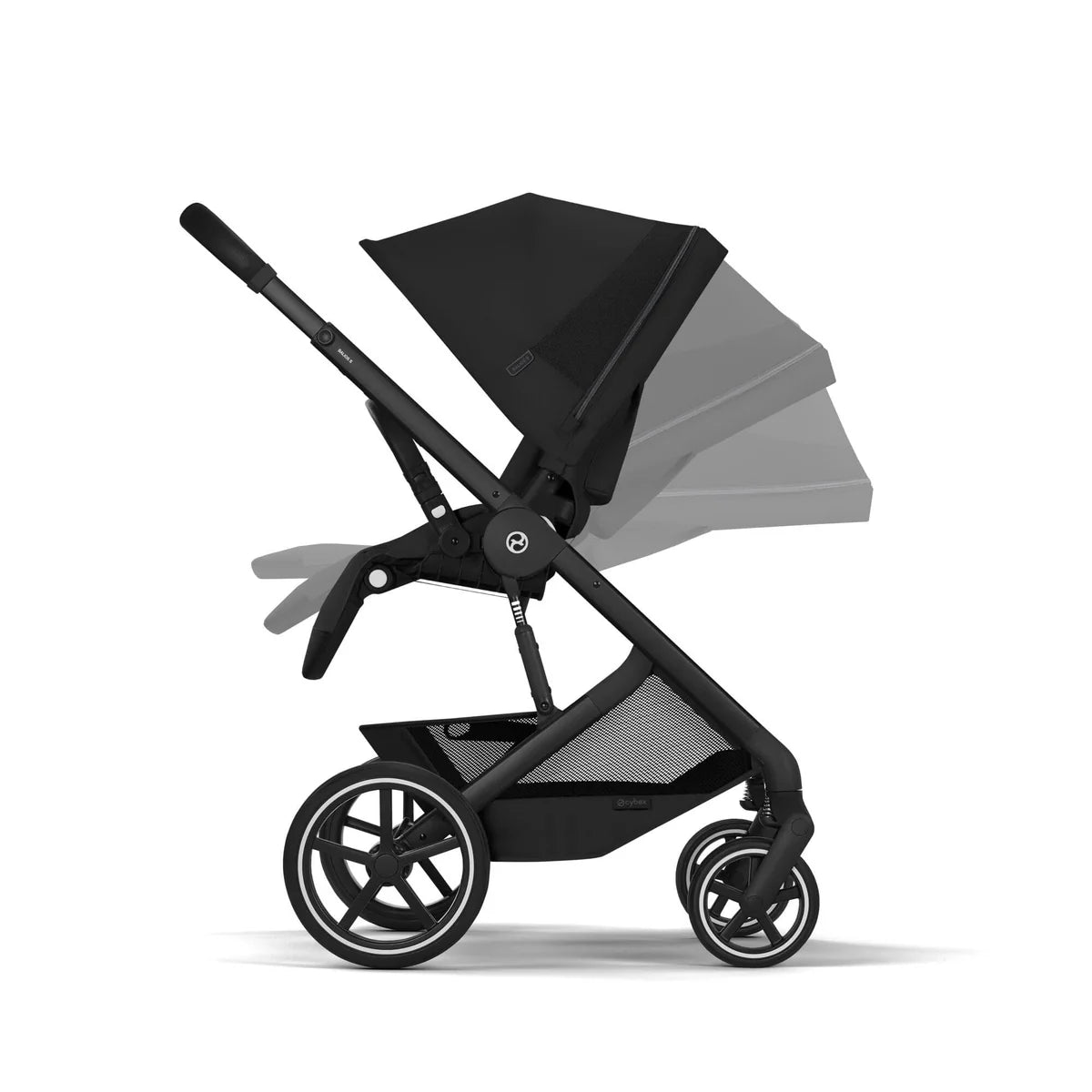 Cybex Balios S Lux + Folding Carrycot Bundle with Cloud G3 Plus Car Seat Moon Black