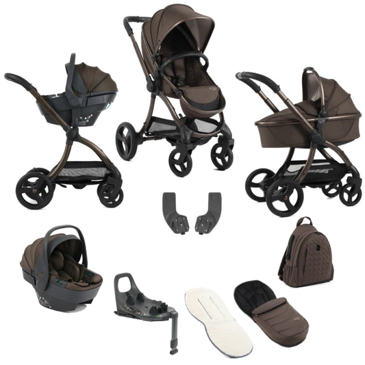 Egg egg3 Pushchair Bundle with Shell 360 Car Seat - Chocolate Velvet