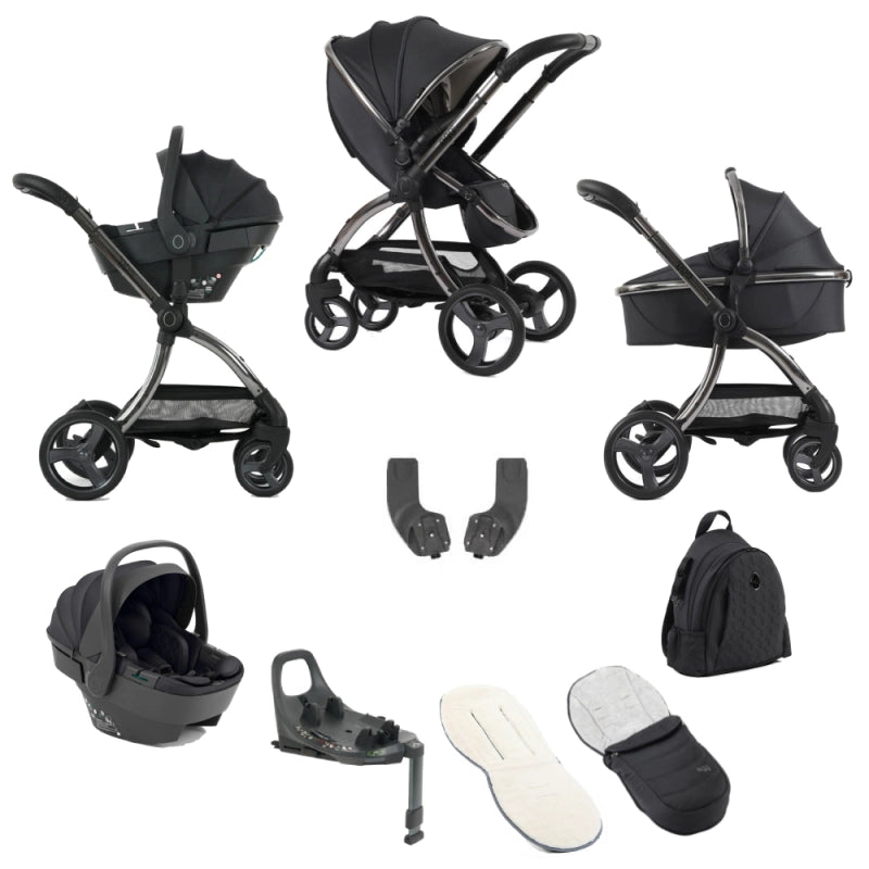 Egg egg3 Pushchair Bundle with Shell 360 Car Seat- Carbonite