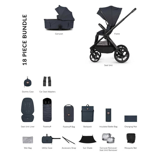 Venicci Hunter x Venicci Upline 3 Dark Navy Pram Essential Bundle
