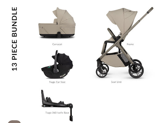 Venicci Tila Pram Luxury Bundle Latte Black Tiago *Pre Order End Of May