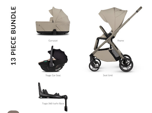 Venicci Tila Pram Luxury Bundle Latte Beige Tiago *Pre Order End Of May
