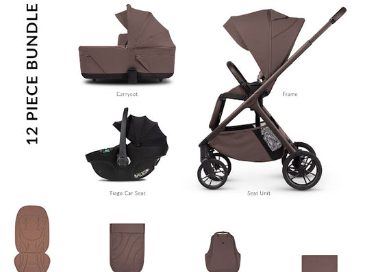 Venicci Tila Pram Comfort  Bundle Noce Black Tiago *Pre Order End Of May