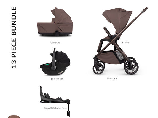 Venicci Tila Pram Luxury Bundle Noce Black Tiago *Pre Order End Of May