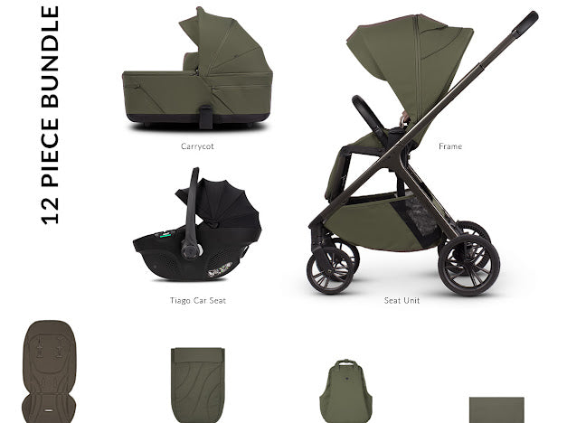 Venicci Tila Pram Comfort  Bundle Olive Black Tiago