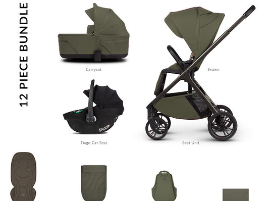 Venicci Tila Pram Comfort  Bundle Olive Black Tiago *Pre Order End Of May