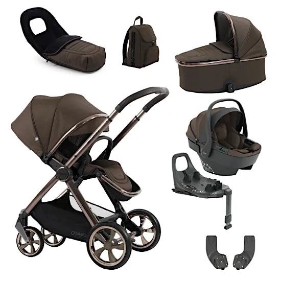 Babystyle Oyster 4 Chocolate Velvet Luxury Travel System with Capsule 360 Car Seat & Rotating ISOFIX Base