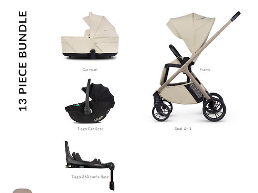 Venicci Tila Pram Luxury Bundle Sabbia Black Tiago *Pre Order End Of May