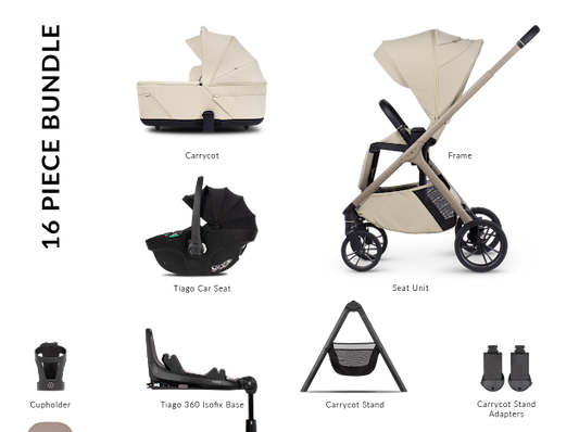 Venicci Tila Pram Ultimate Bundle Sabbia Black Tiago *Pre Order End Of May