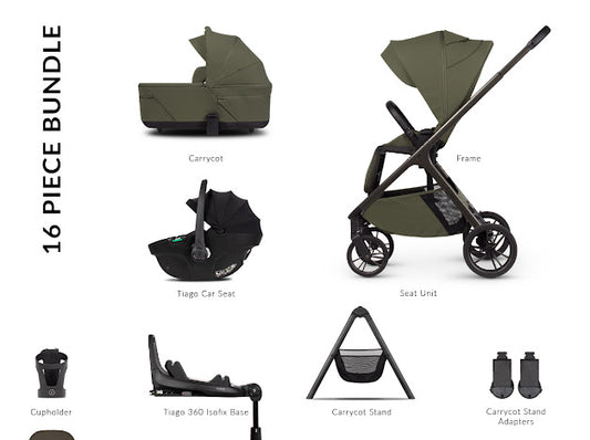 Venicci Tila Pram Ultimate Bundle Olive Black Tiago *Pre Order End Of May