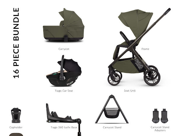 Venicci Tila Pram Ultimate Bundle Olive Beige Tiago