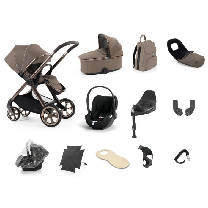 BabyStyle Oyster4 Pushchair Ultimate 12 Piece Bundle with Cybex Cloud T i-Size Car Seat and Base - Mink