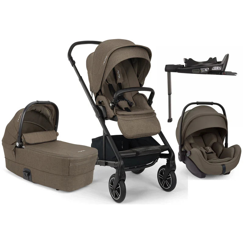 Nuna MIXX Next Pushchair, MIXX Next Carrycot, ARRA Flex Car Seat and BASE Curv Bundle, Pistachio FREE carrycot stand