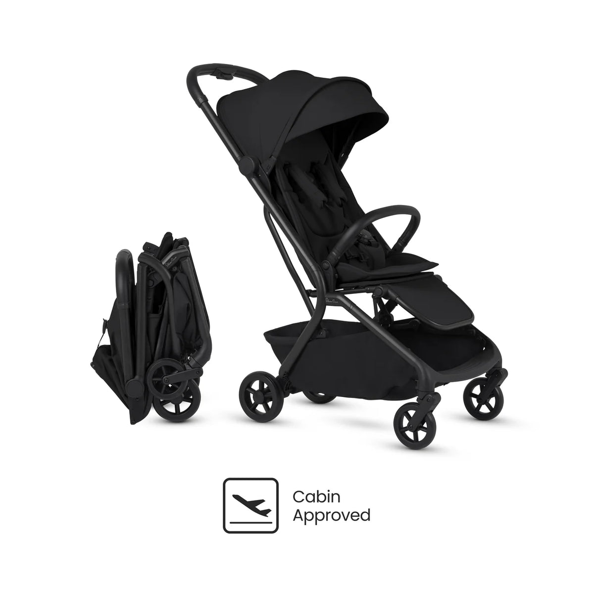 Silver Cross Nia Compact Travel Stroller with Carrycot (6 Piece) Onyx